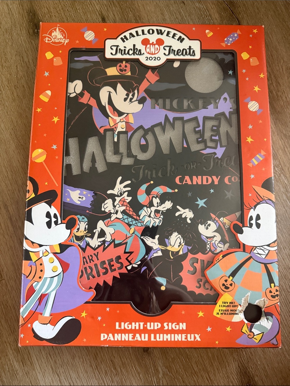 Disney Halloween Mickey & Friends Light-Up Sign in Black, Orange, Purple